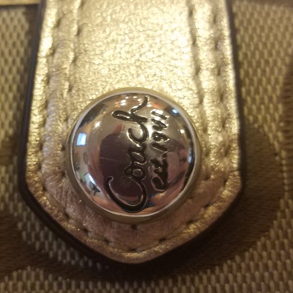 Coach Signature brown/tan wallet w/checkbook insert, credit card slots B13 - Picture 2 of 10